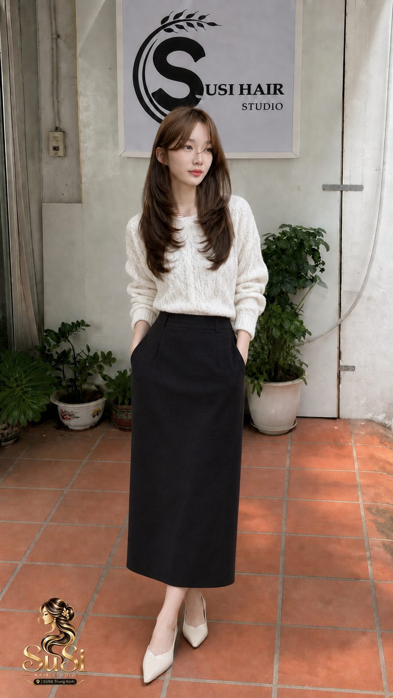 Váy Midi nữ JEN Váy chữ A co giãn lưng cao dành cho nữ Váy xẻ màu…